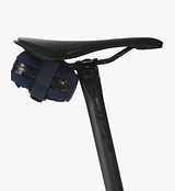 Plan B Micron navy under-saddle saddlebag - compact water-resistant 1000D nylon bag with PU-coated YKK zip, magnetic 25mm strap, holds spare tube, CO2 canister, multi-tool (0.48L, 80g)