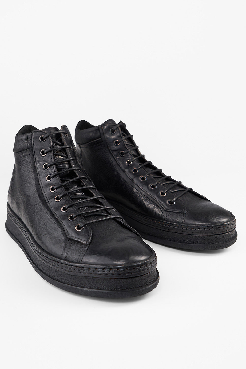 Restoration Clayton Black High-Top leather Men\'s Shoes Restoration | Shoes | Restoration Clayton Mens Black Combat  main image 2