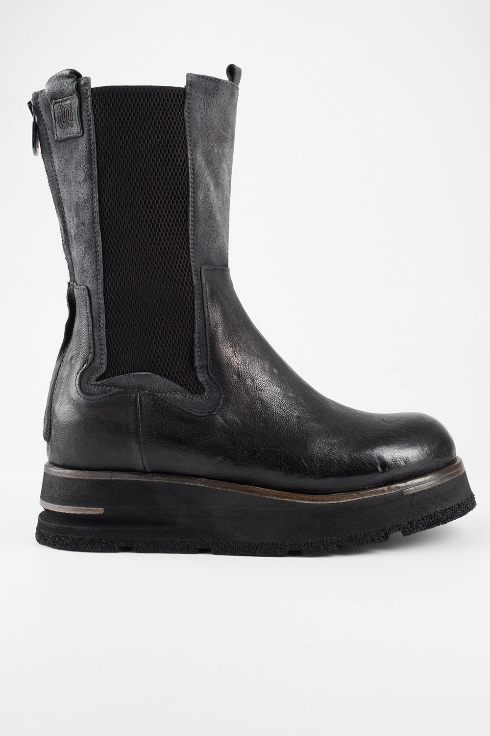 HARLEY black & grey suede high chelsea boots.