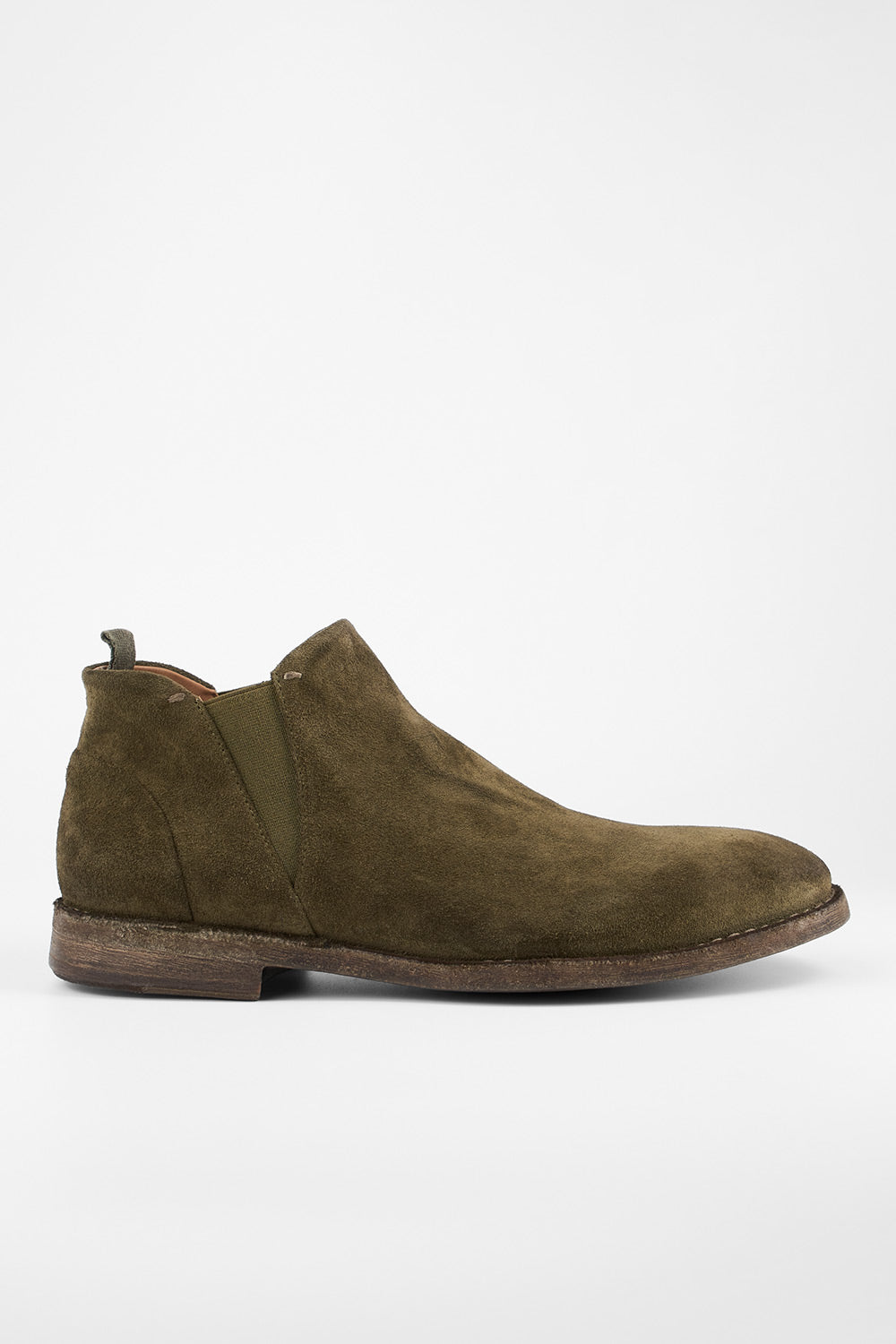 HAVEN hunter-green suede low chelsea boots.