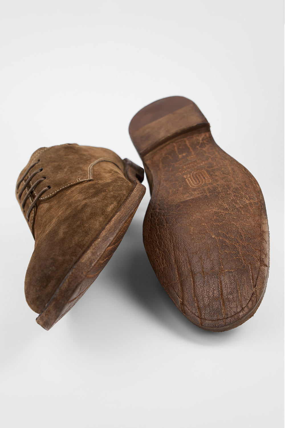 HAVEN barley-brown suede derby shoes.