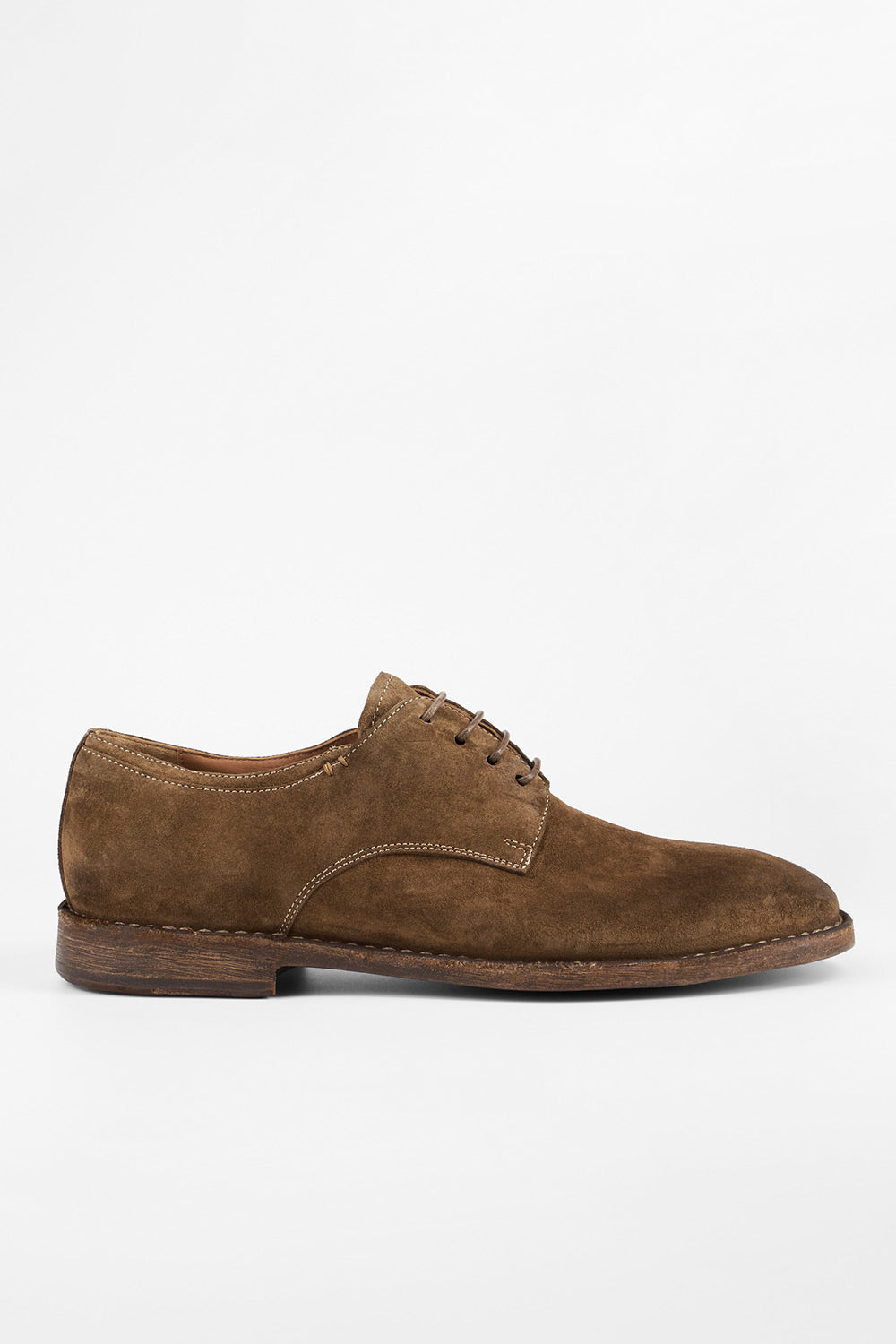 HAVEN barley-brown suede derby shoes.