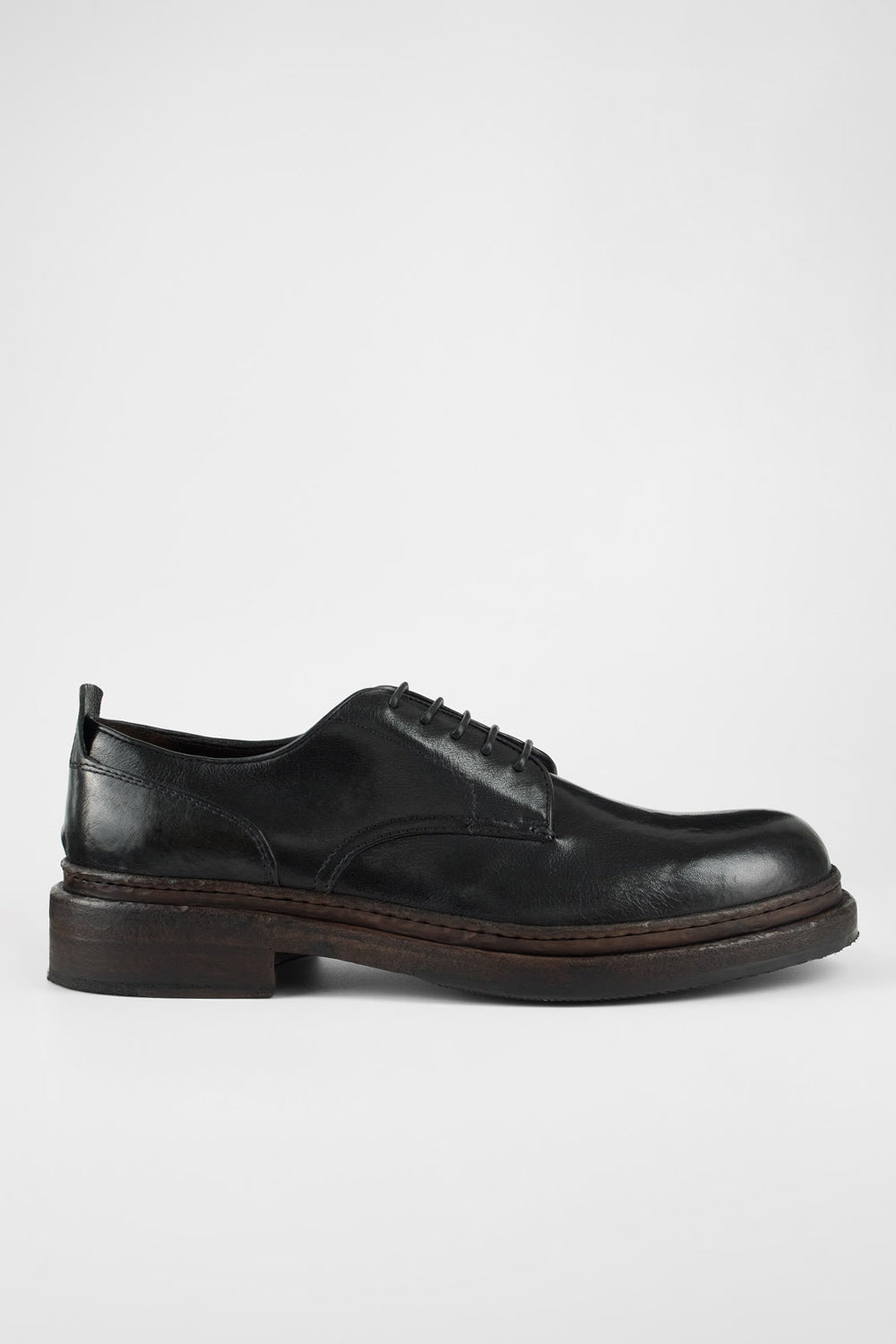 LAMBETH jet-black welted derby shoes.