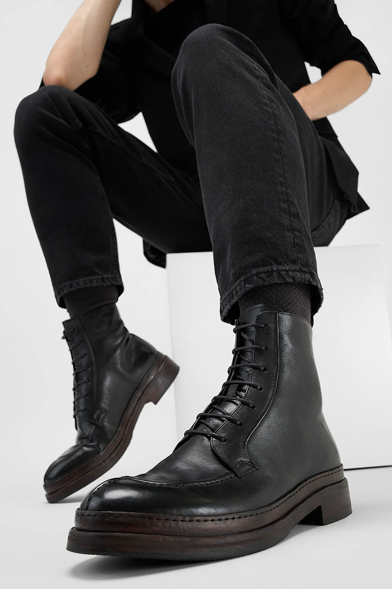 LAMBETH black welted lace up boots | untamed street  display picture 1