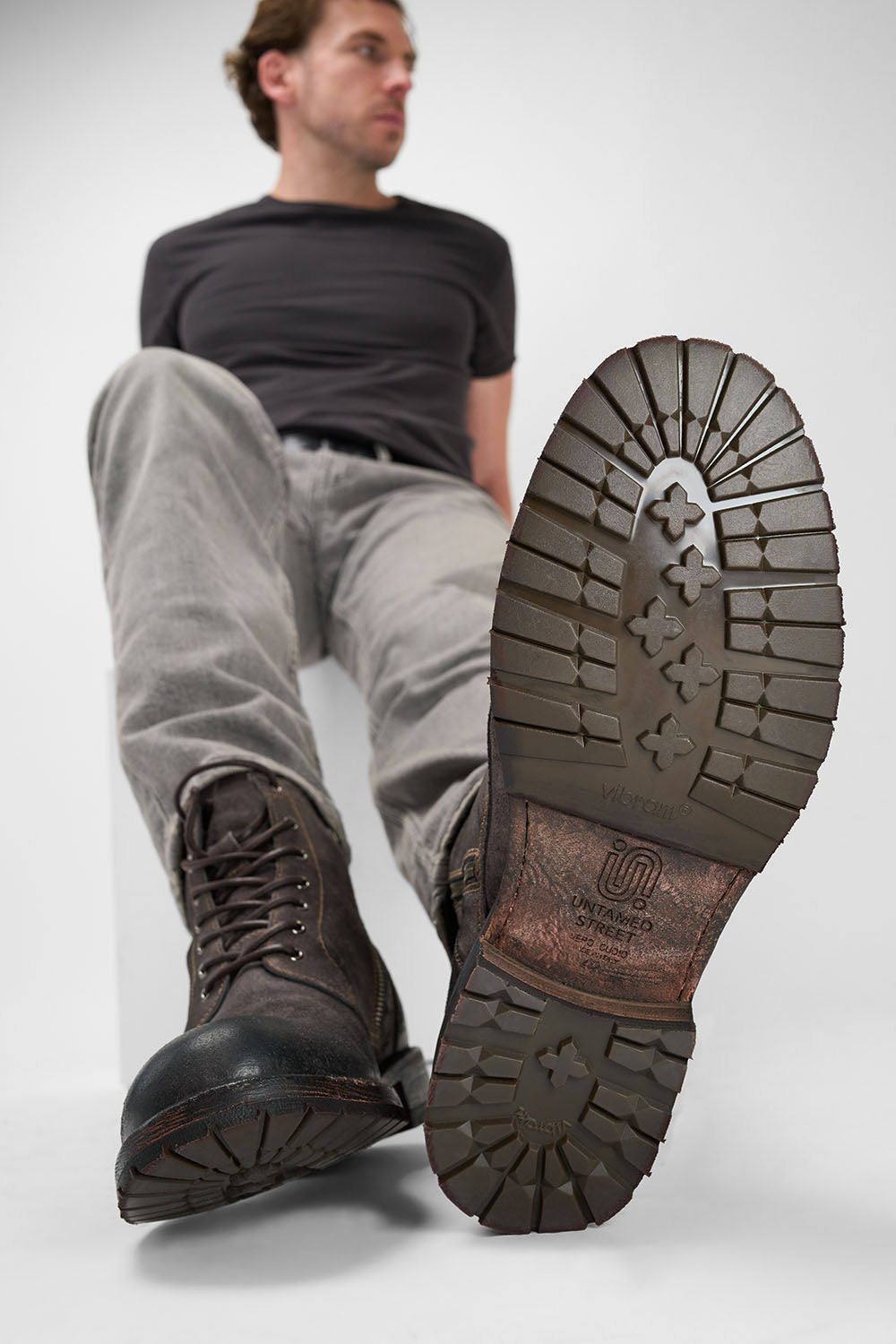 BURTON lava-grey suede lace up boots.