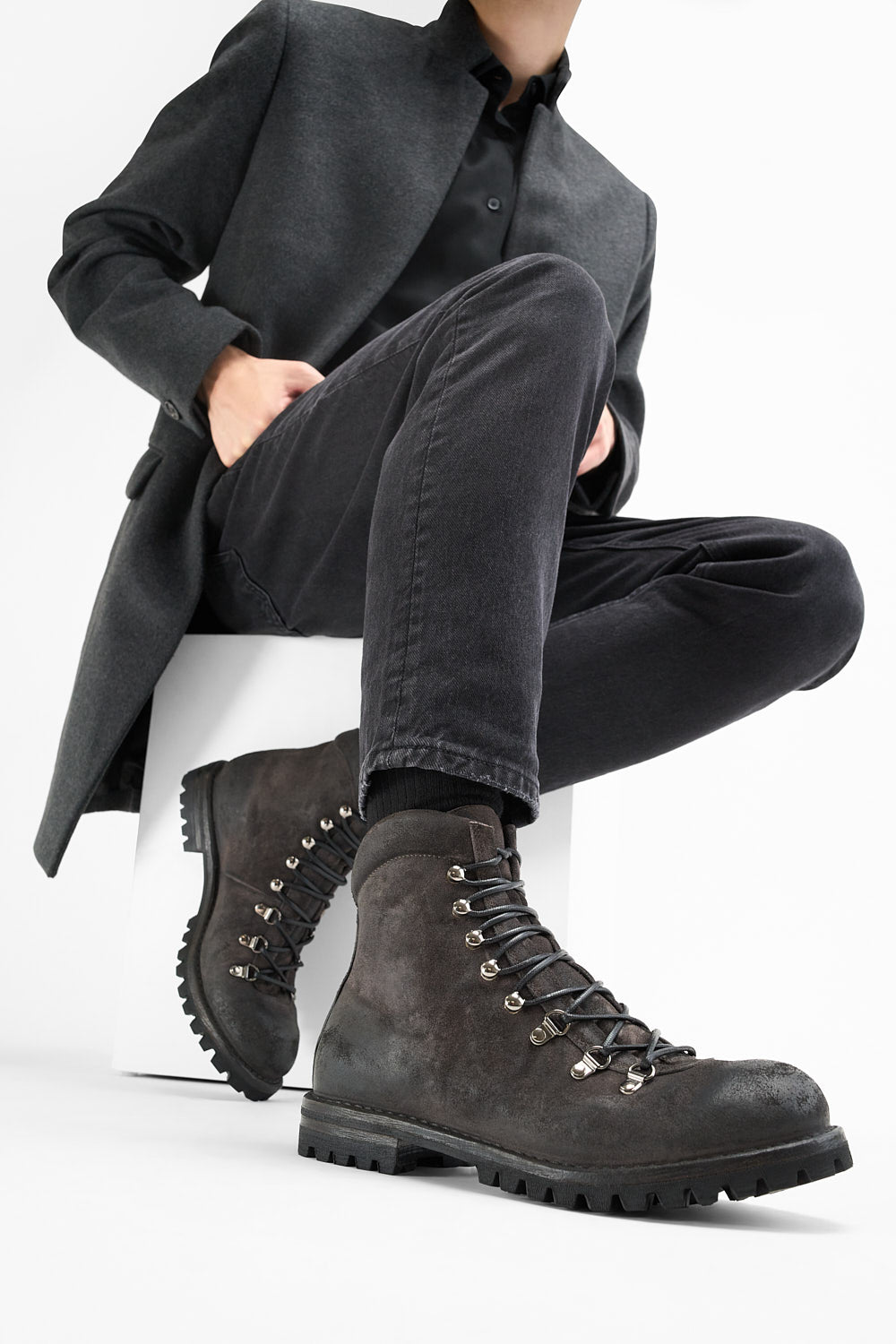 Grey suede (thar)  combat boots CAMDEN grey suede combat boots | untamed street – UNTAMED STREET main image 3