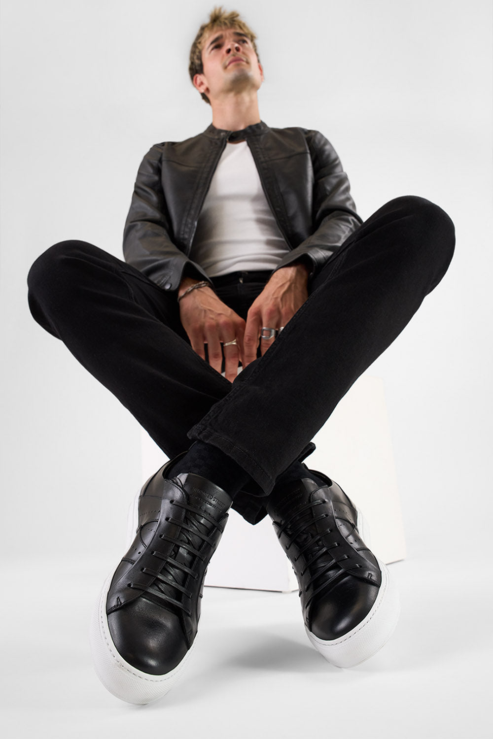 SKYE tuxedo-black ridge sneakers.