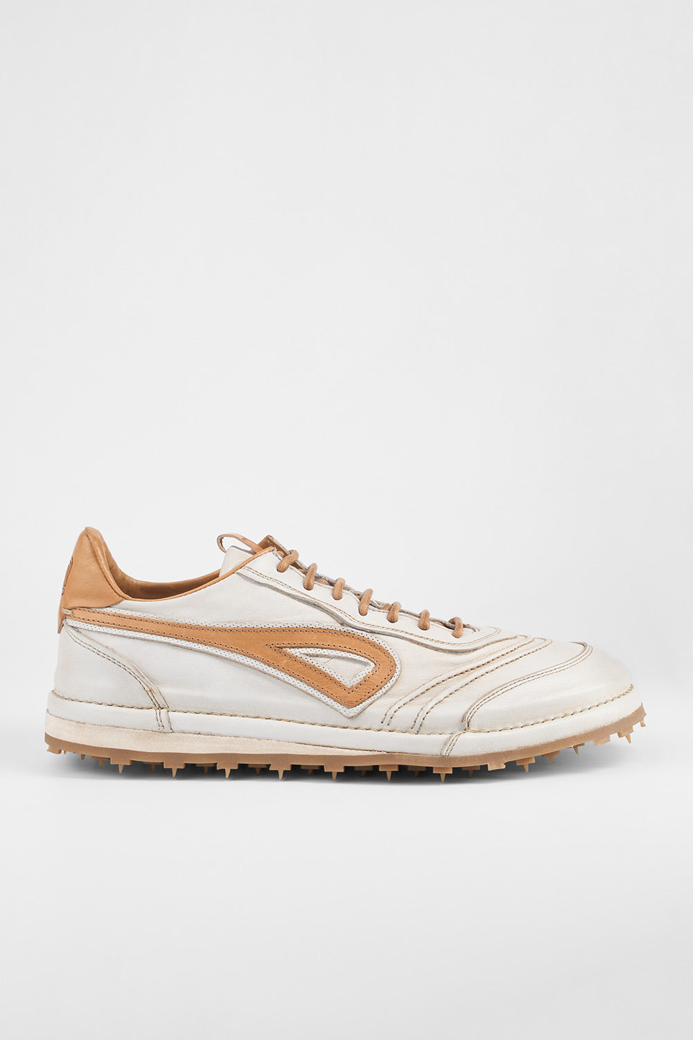 WYRE off-white & cognac nappa sneakers.