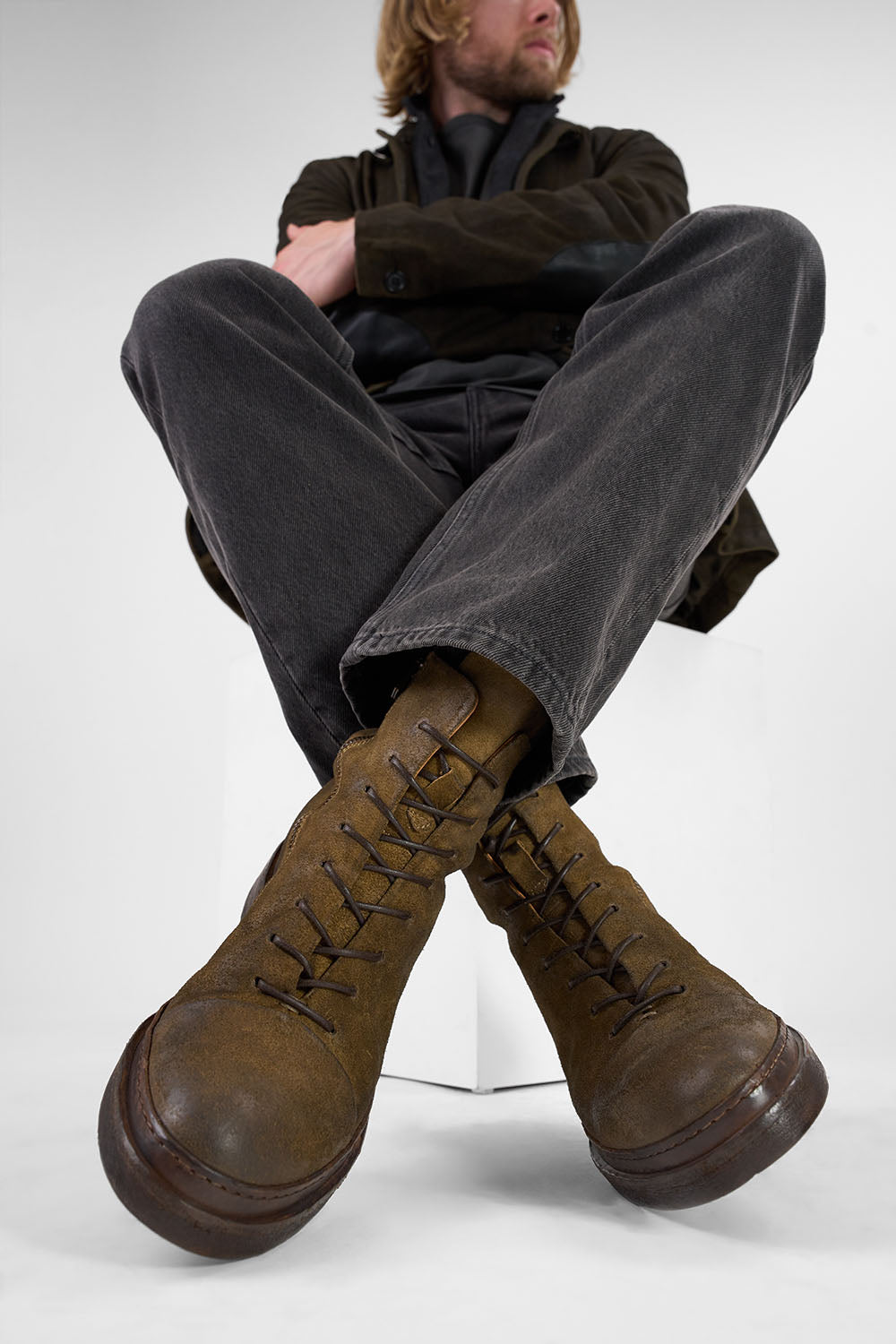 YALE tundra-brown welted oxford lace up boots.