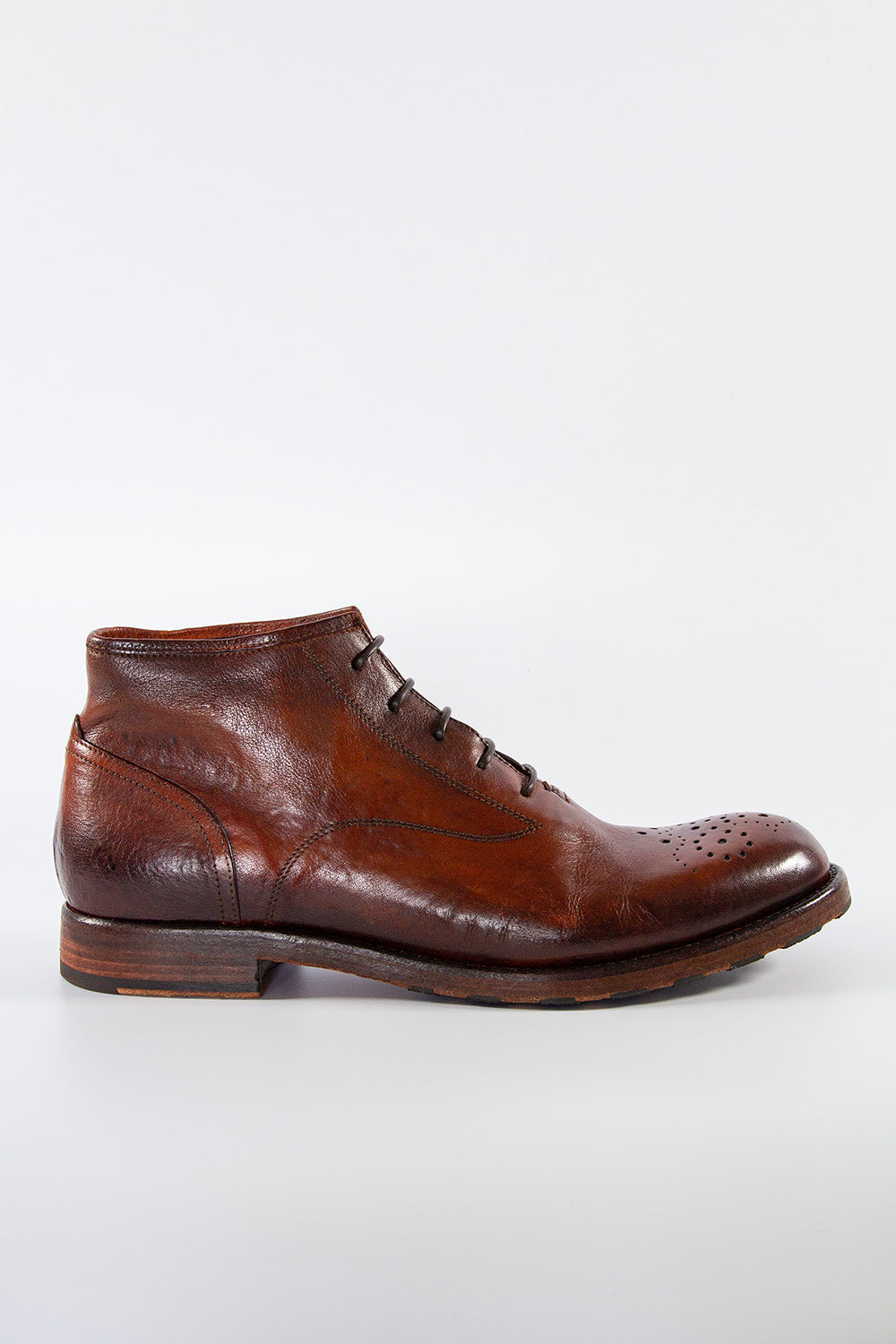 Aston Brown Leather Cap Toe Lace-Up Boots Ankle Boots Mens 8 ASTON GREY Lonaro Brown Leather Cap Toe Ankle Boots Lace Up  main image 3