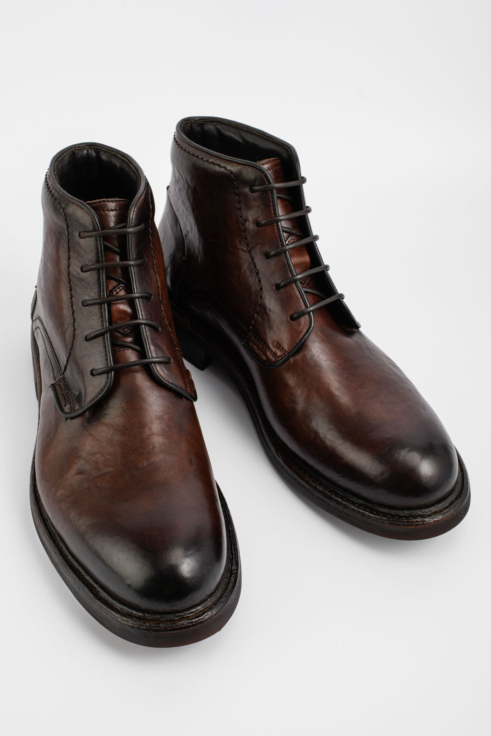 LENNOX chestnut lace up boots.