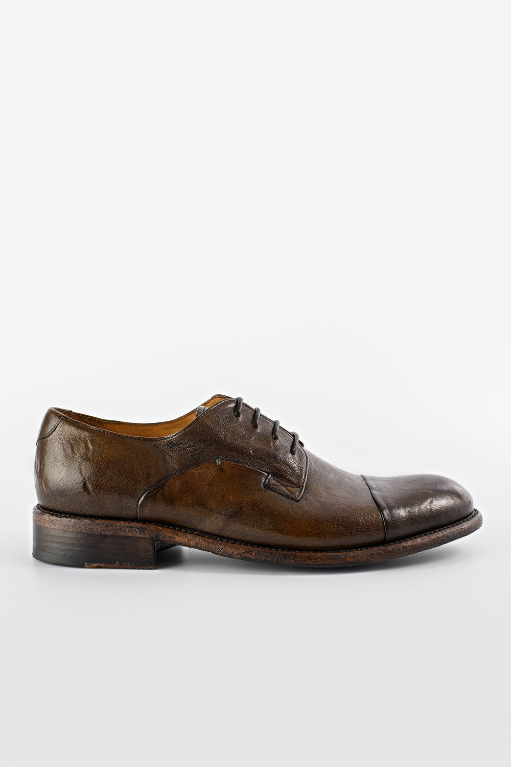 UNTAMED STREET Men Green Buffalo-Leather Derby Shoes KNIGHTON