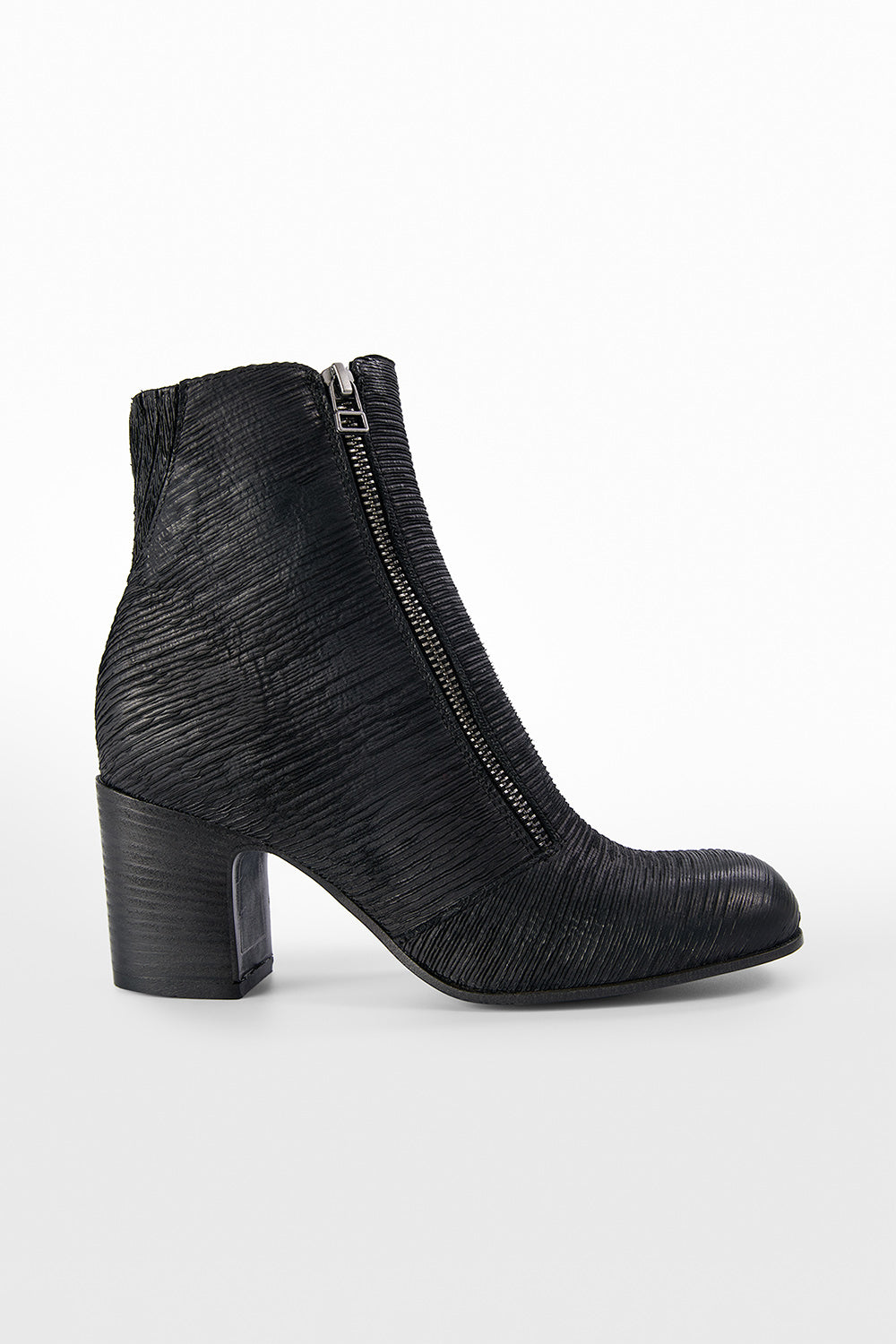 MOORE black carved-leather zipped ankle boots.