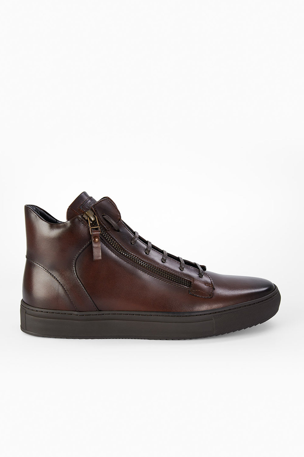 UNTAMED STREET Men Brown Calf-Leather High Top Sneakers SOHO