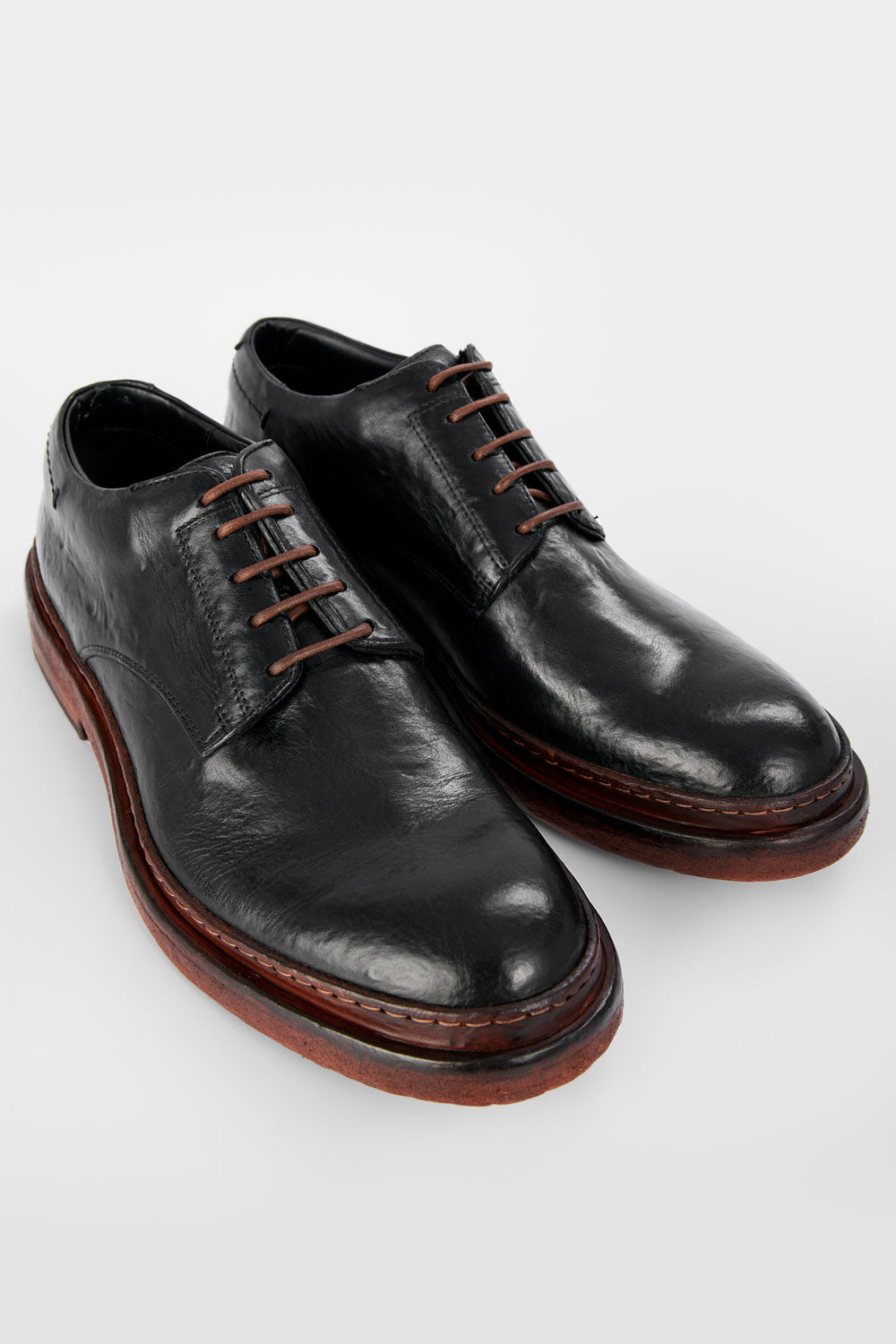UNTAMED STREET Men Black Calf-Leather Derby Shoes YORK