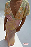 Thumbnail for Pink Boho Elodie Dress Petite in a pastel ombre colourway with gold flecks and a deep v-neckline.