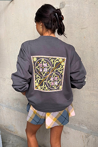 Charcoal Grey Embroidery Elements Sweatshirt