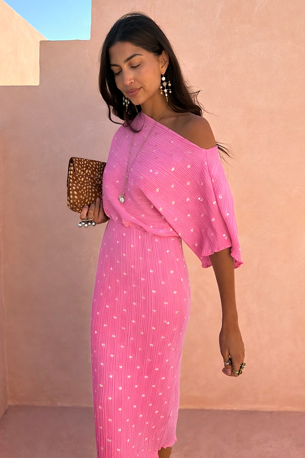 Petal Pink Plisse Tilly Dress