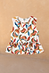 Girl's sleeveless cotton top featuring a multicoloured banana print and a soft peplum frill.