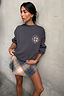 Charcoal Grey Embroidery Elements Sweatshirt
