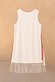 Cream NFD Girl's Banana Jersey Cotton Dress with red whipstitch trims, side stripes and a fringe hem.