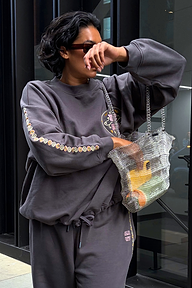 Charcoal Grey Embroidery Elements Sweatshirt