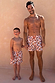 Cream Men's recycled Banana Swim Shorts with a multi-coloured print, for a matching father and son vacation look.