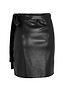 Thumbnail for Petite black vegan leather mini Jaspre wrap skirt with a multi-wear tie waist on a white background.
