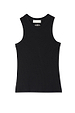 Black Ribbed Tank with soft stretch fabric and an embroidered NFD logo, a versatile wardrobe staple.