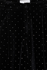 Black velvet Quinn trousers featuring all-over diamante studs and a branded inner waistband label.