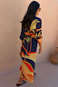 Blue Palm Shirt Dress with iconic orange and yellow palm motifs on navy, featuring a floaty midaxi silhouette.