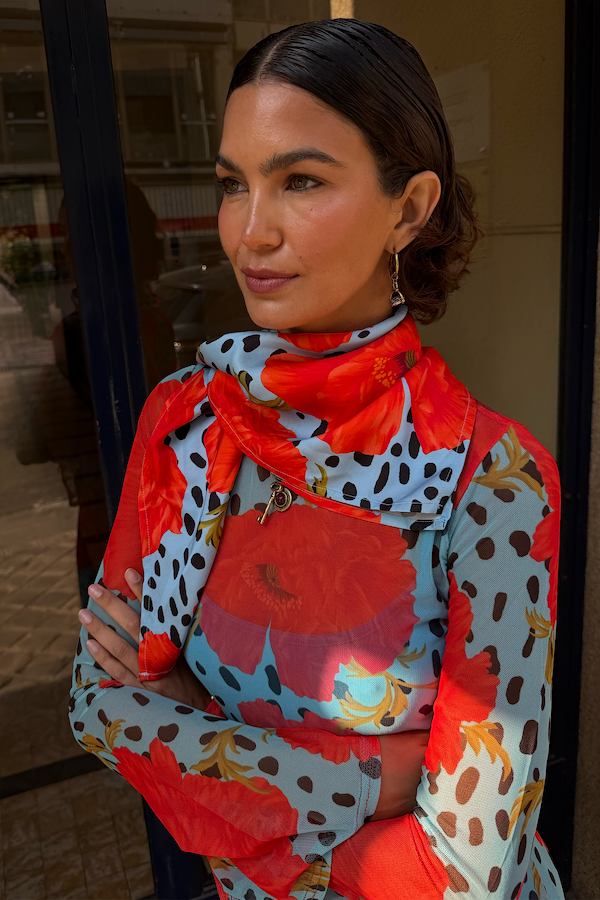 Blue Deer Poppy Bandana