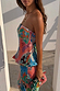 Blue Mari Plisse Bandeau Top in a pastel paisley print with plisse fabric and an elasticated hem.