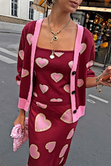 Burgundy Hearts Cardigan
