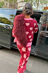 Burgundy Hearts Cardigan
