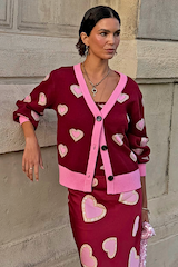 Burgundy Hearts Cardigan