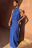Thumbnail for Cobalt Billie Top featuring a high halterneck and scarf detail, styled as a co-ord with a matching skirt.