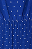 Blue Tilly Plisse Dress featuring cobalt blue pleated fabric with sparkling silver dots.