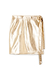 Metallic gold vegan leather mini Jaspre wrap skirt with tie waist detail.