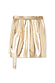 Gold Vegan Leather Mini Jaspre Wrap Skirt with a metallic finish and wrap waist.