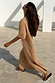 Brown cotton Dreamer T-Shirt Dress with colourful print motifs and an asymmetric gathered skirt.