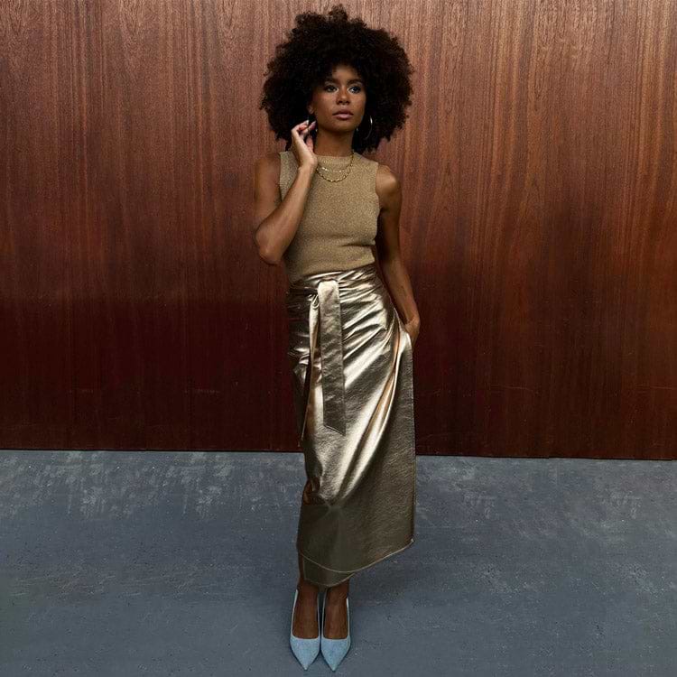 never fully dressed gold wrap skirt Vegan Leather Jaspre Arelia's Dream