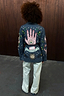 Denim Manifestation Jacket with intricate tarot-inspired embroidery and dreamer banner on the back.