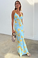 Blue Fawn Poppy Elsie Dress featuring a yellow poppy and fawn spot print, soft V neckline and contrast yellow straps.