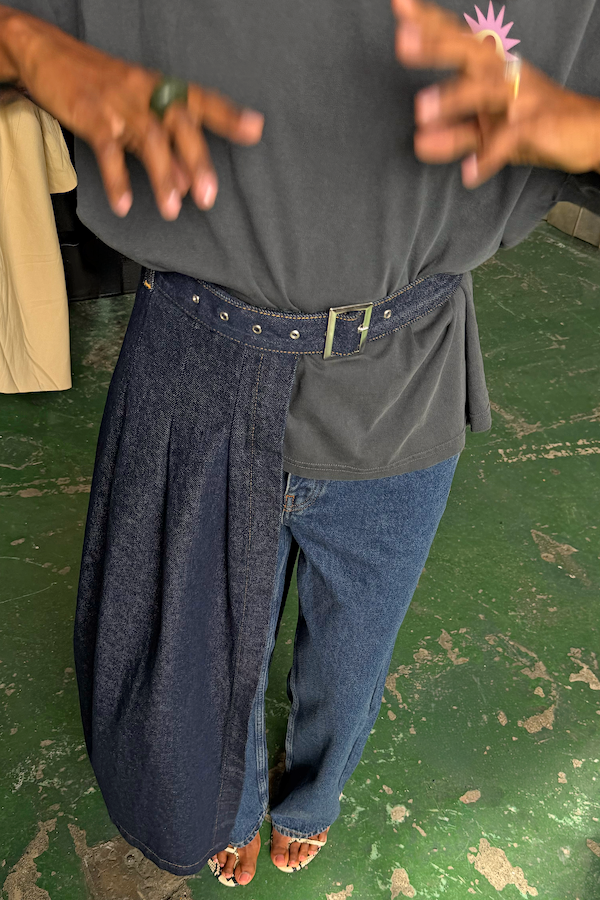 Dark Indigo Denim Belt Skirt