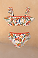 Cream Girl's Banana Bikini with a multicoloured fruit print, frilled bandeau top and pull-on bottoms.