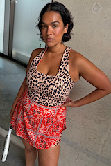 Red Paisley Leopard Sports Top