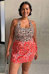 Red Paisley Leopard Sports Top