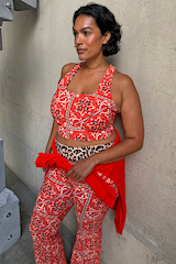 Red Paisley Leopard Sports Top