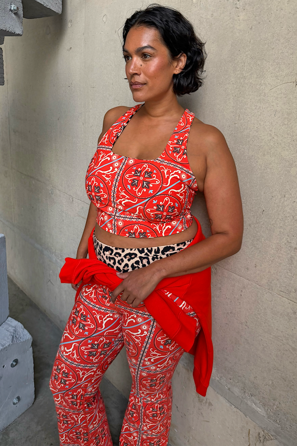 Red Paisley Leopard Sports Top